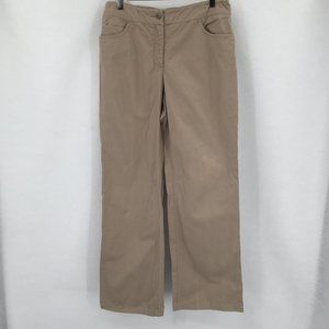 Eileen Fisher wide leg tan khaki tan straight pants cotton Small